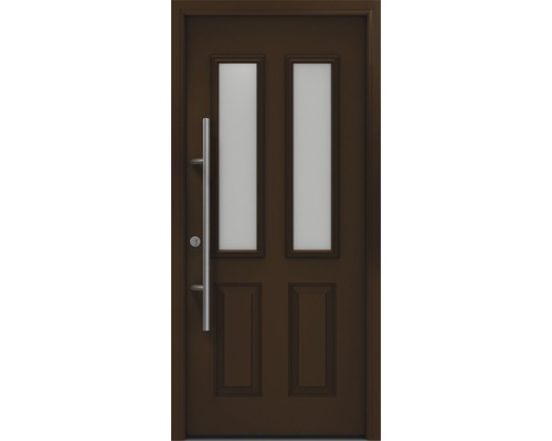 EcoStar ISOPRO Secur IPS 410S voordeur, 1100 x 2100 mm, linksdraaiend, RAL 8028 terrabruin, inclusief beslagset, RVS-kruk, veiligheidsprofielcilinder met 5 sleutels