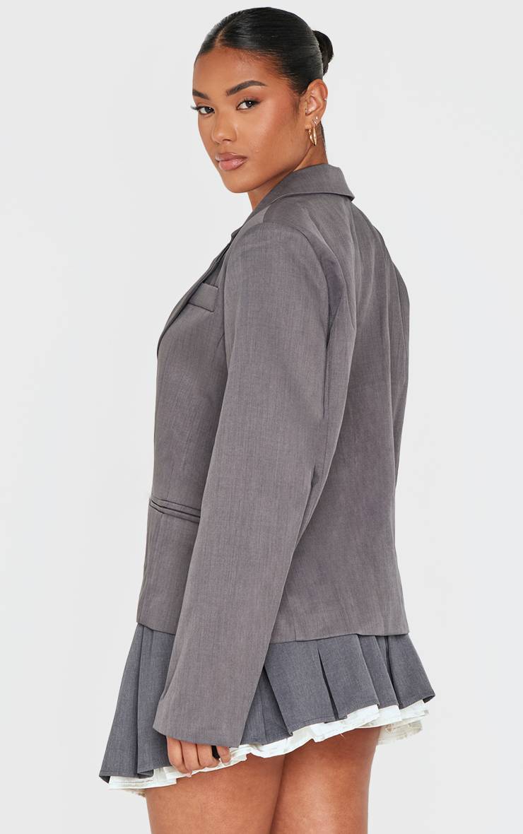 Gris Blazer Avec Détail Ruban