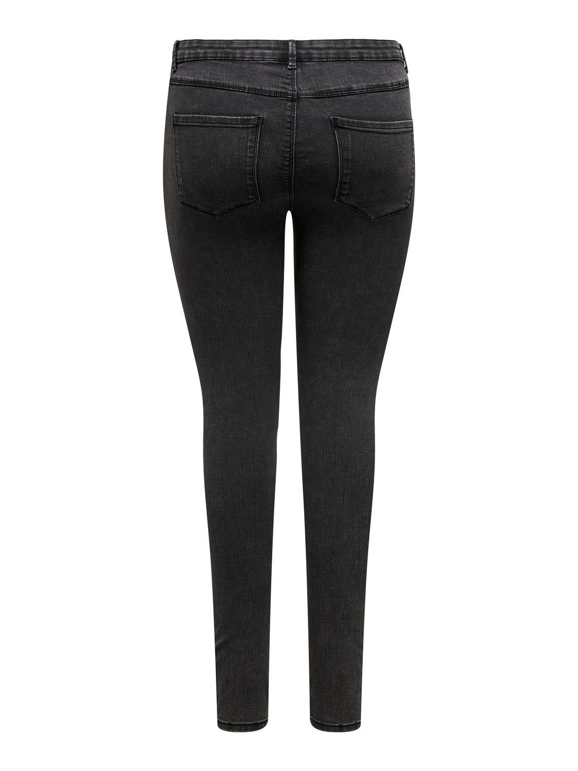 CARTHUNDER Mittlere Taille Skinny Fit Jeans Dark Grey Denim