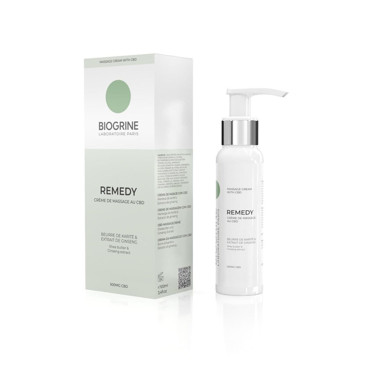 BIOGRINE „REMEDY“  CBD-MASSAGECREME  SHEABUTTER & GINSENG