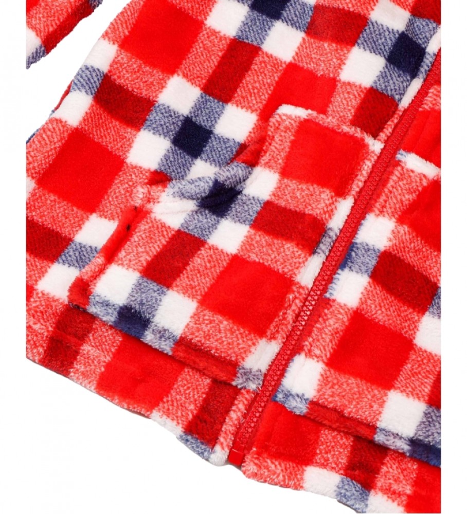 Robe de inverno Admas Lou Lou de mangas compridas em xadrez vermelho
