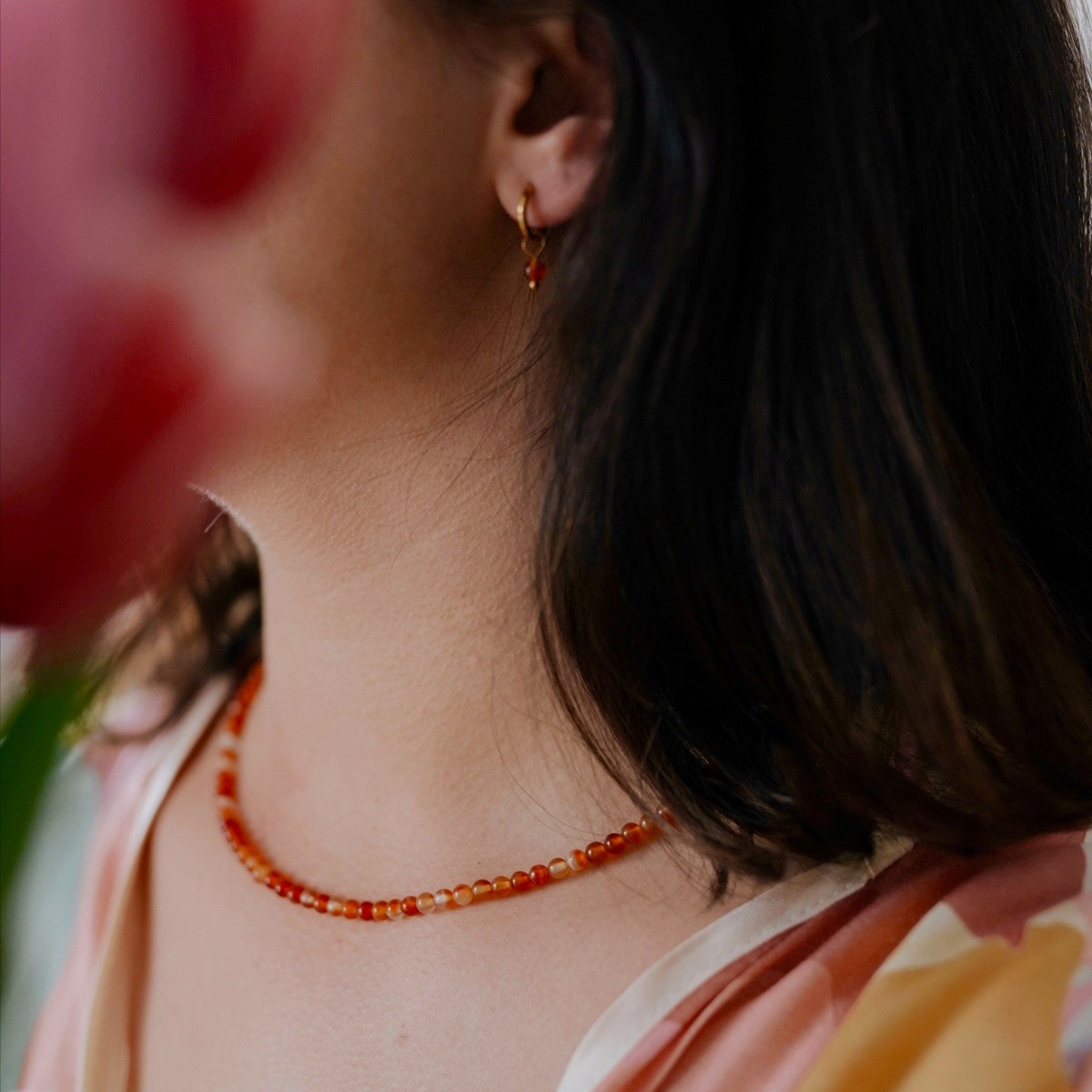 Coffret Cornaline - collier, pierre et boîte à bijoux