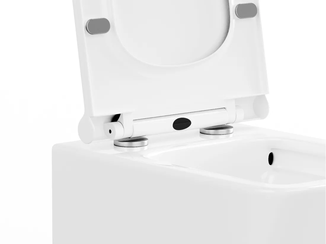 Pack WC suspendu blanc avec bâti-support décoratif - CLEMONA