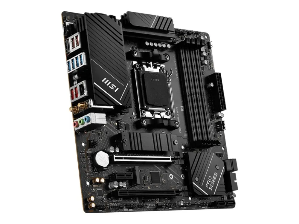 MSI PRO B650M-A WIFI - Bundkort - micro ATX - Socket AM5 - AMD B650 Chipset - USB-C 3.2 Gen2, USB 3.2 Gen 2, USB 3.2 Gen 1 - 2.5 Gigabit LAN, Wi-Fi 6E, Bluetooth - onboard grafik (CPU påkrævet) - HD Audio (8-kanaler)