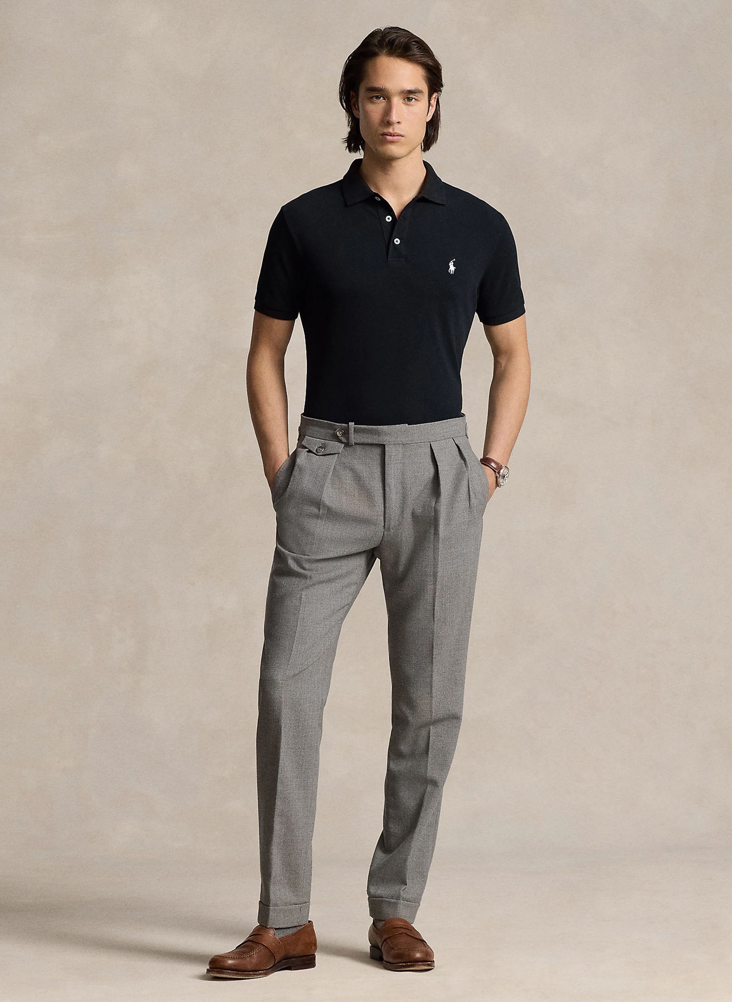 Polo slim-fit en coton mélangé | Noir