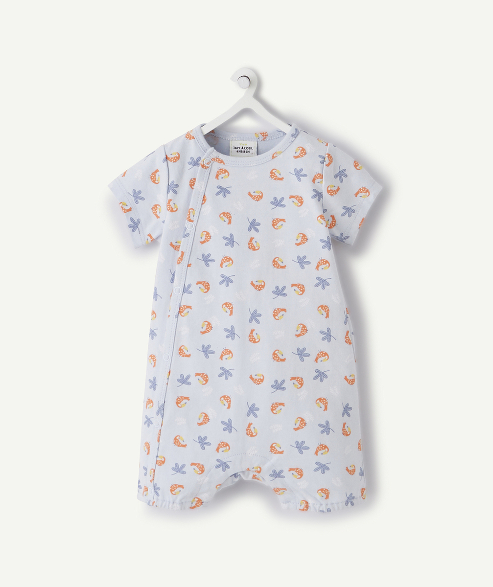 LE DORS BIEN SHORT BLEU IMPRIMÉ OISEAU EN COTON BIOLOGIQUE
