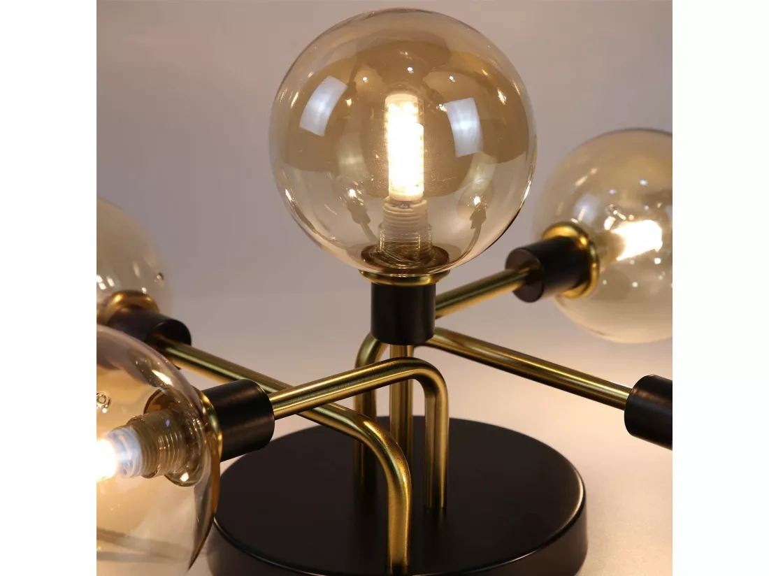 NETTLIFE Plafonnier LED Salon Chambre avec 5 Ampoules Boules de Verre G9 Salon Chambre Lumière Intérieur Lustre Lampe Salle à Manger