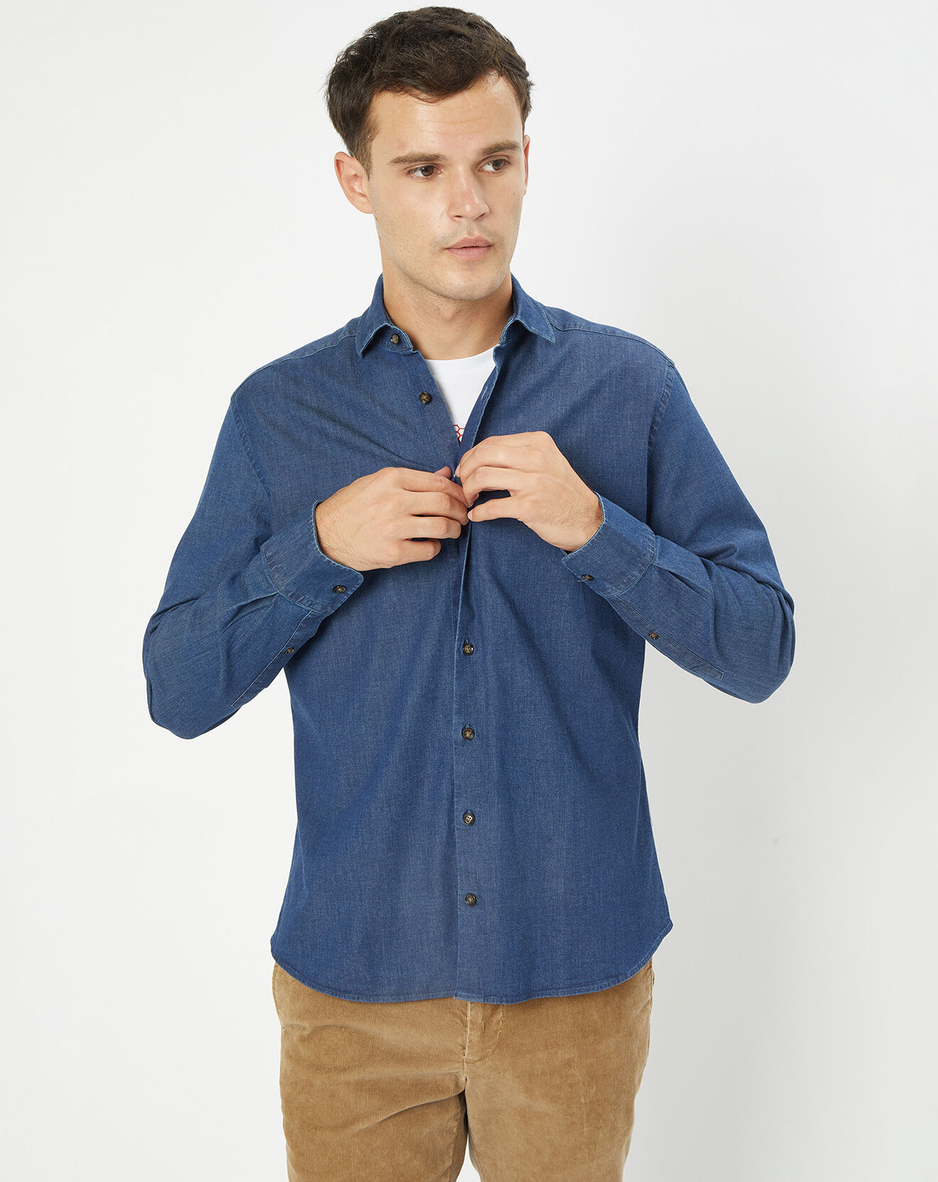 Hackett London Chemise Slim Fit en Denim bleu foncé