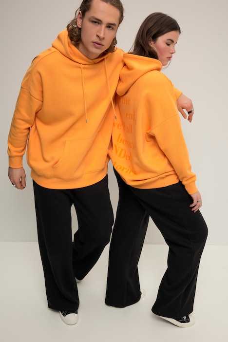 Hoodie, oversized, Rücken-Print, Kapuze, Kängurutasche, Unisex