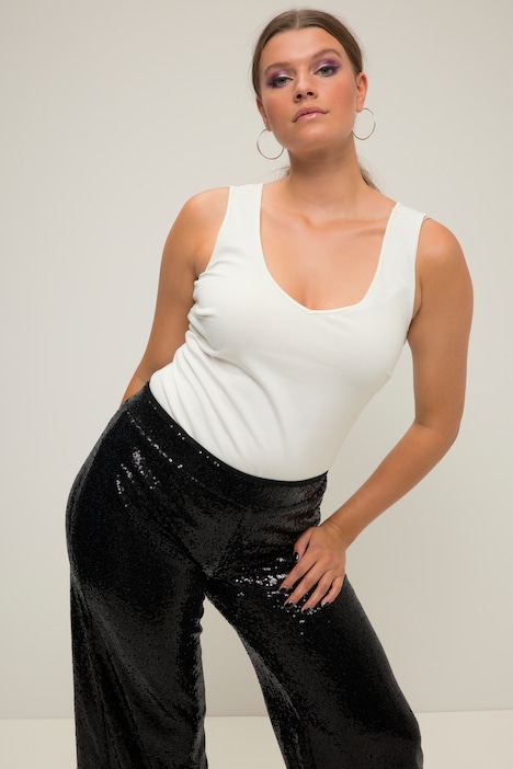 Body, Slim Shape, Punto-Jersey, doppelter V-Ausschnitt