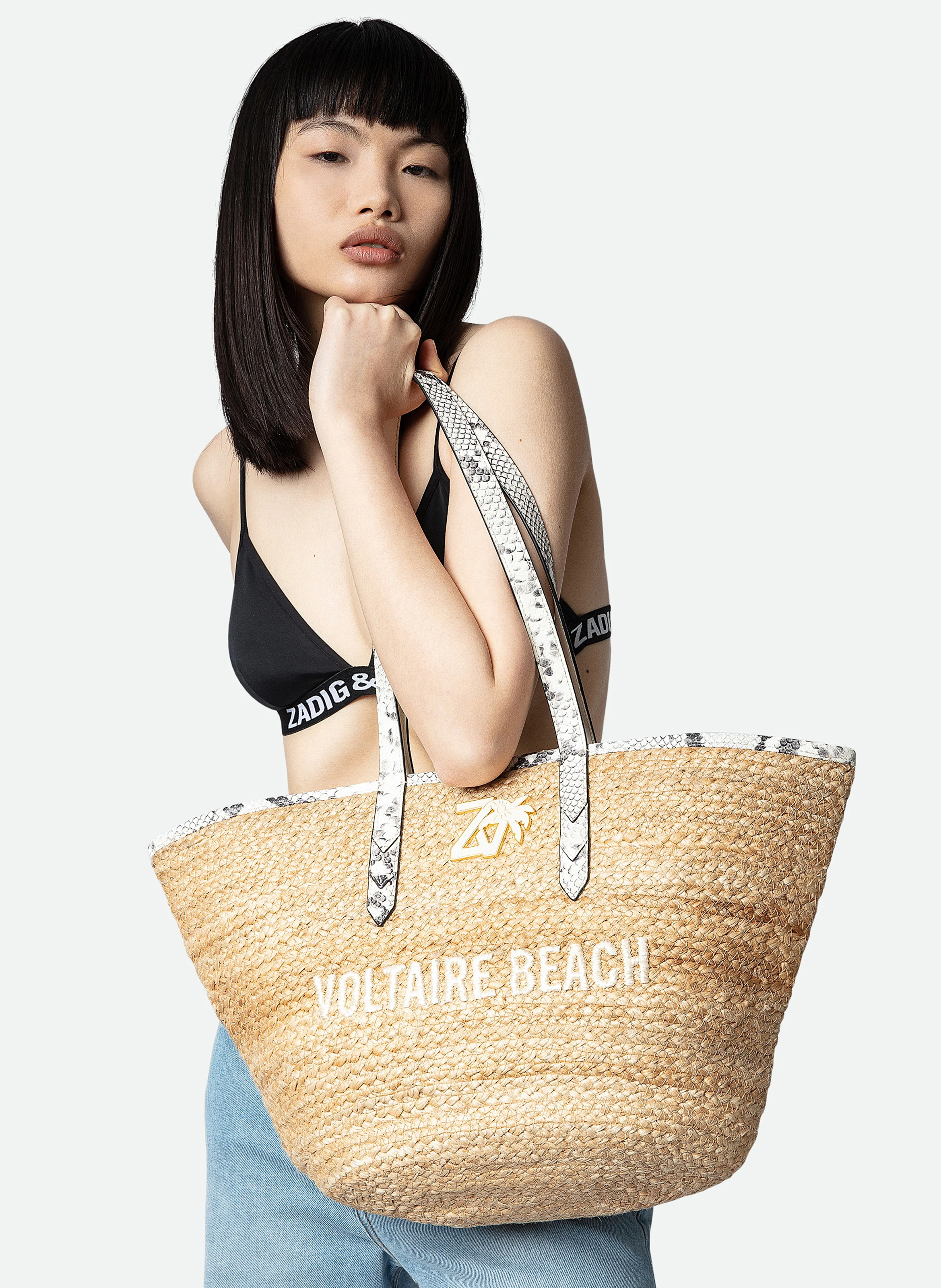 LE BEACH - Sac panier brodé | Blanc