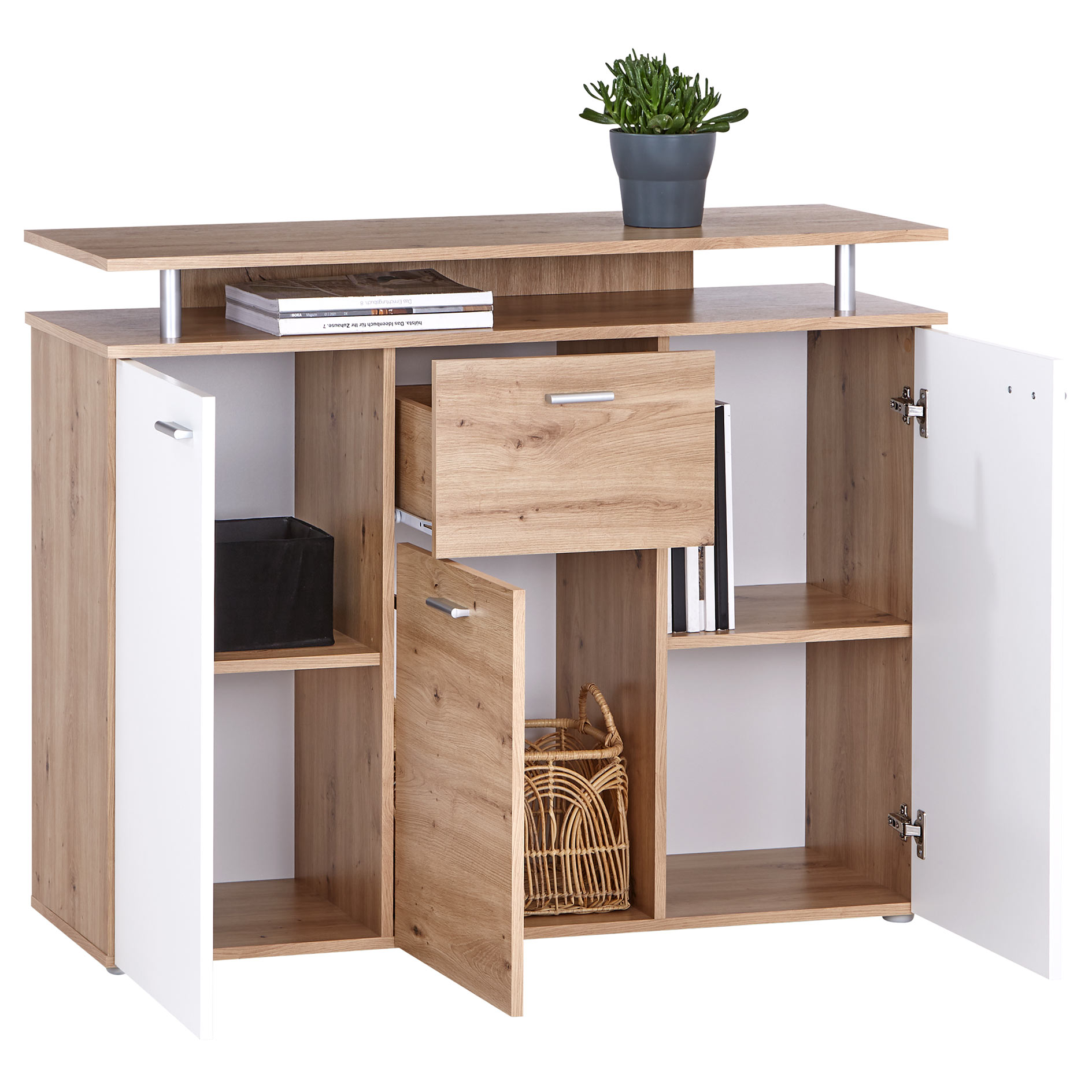 Kommode - Artisan Eiche-weiß - ein Schubkasten - 117 cm
