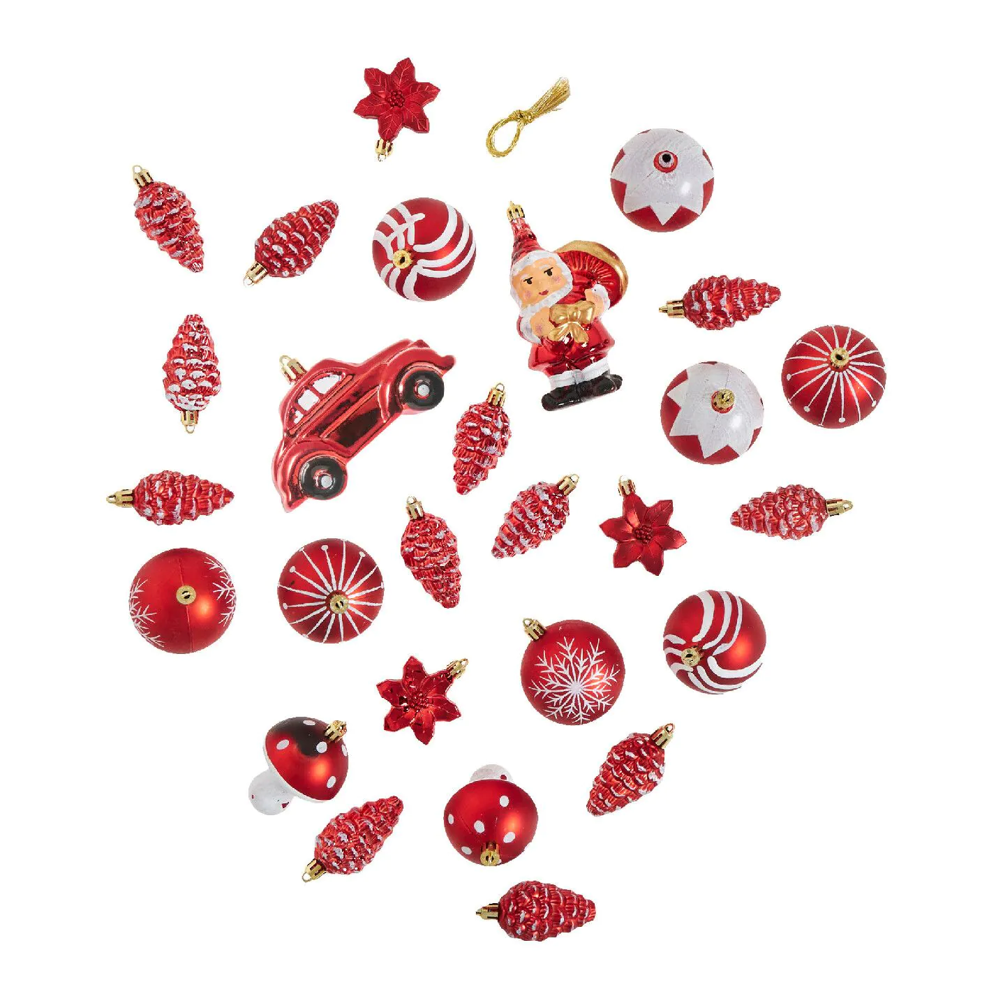 27er Weihnachtskugel Set Kunststoff, rot