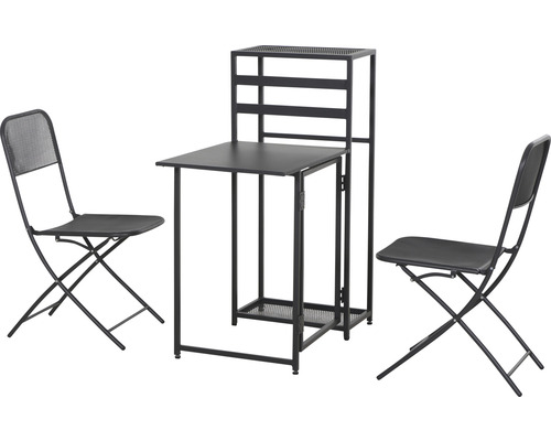 Siena Garden 2-zits balkonset bestaande uit: tafel, 2 stoelen, antraciet aluminium, opvouwbaar