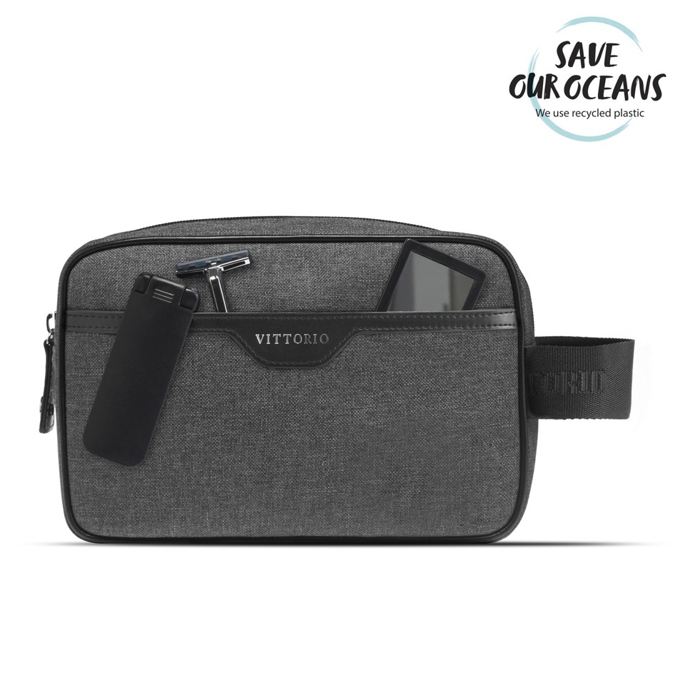 Vittorio - Washbag 100% Recycled Plastic Grey - Toilettaske