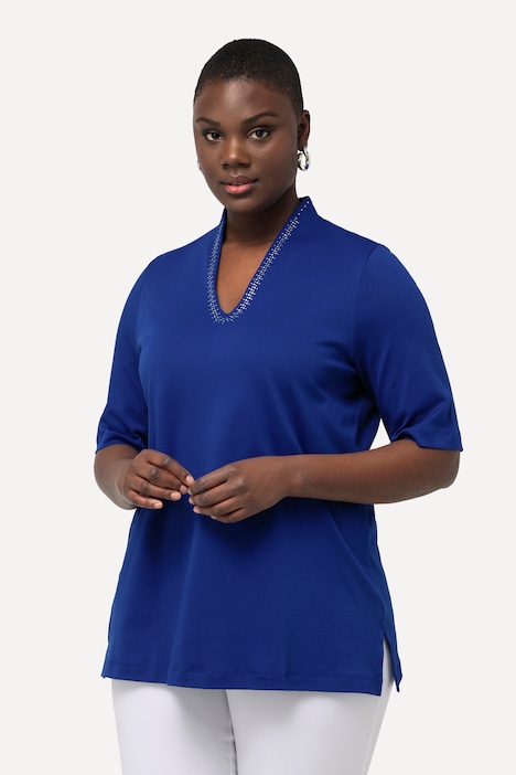 T-Shirt, Pima Cotton, A-Linie, Kelchkragen, Halbarm