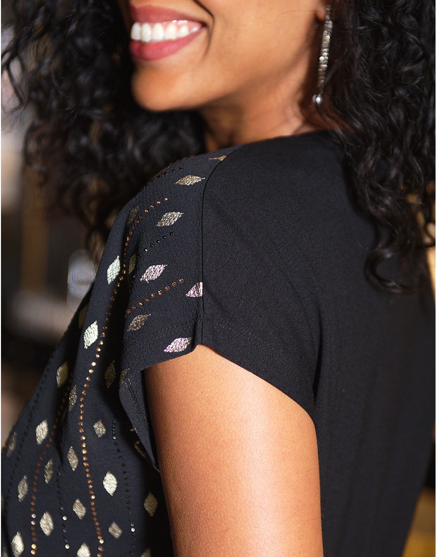 T-shirt chic noir doré