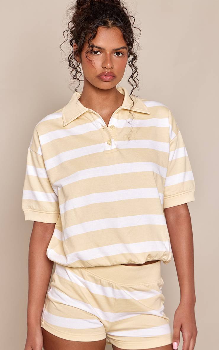 Butter Yellow Sweat Polo À Imprimé Rayé