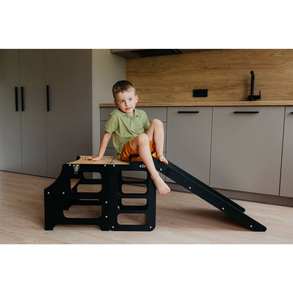 Køb Duck Woodworks Læringstårn m. Rutsjebane Black