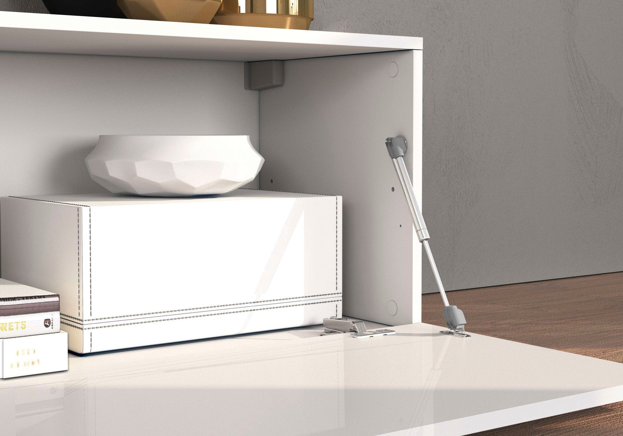 INOSIGN Lowboard »Chronos TV-Board, TV-Schrank« Breite verstellbar von 180 bis 260 cm, 1 Stk. tlg. Breite 220 cm TV-Board,Lowboard,1 Klappe und ein L-Förmiger Aufsatz