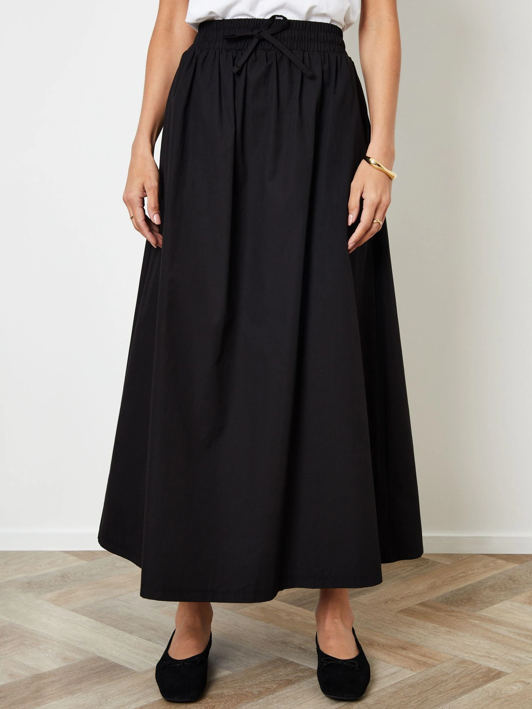 Threadbare Cotton Poplin Tie Waist Skirt with Pockets