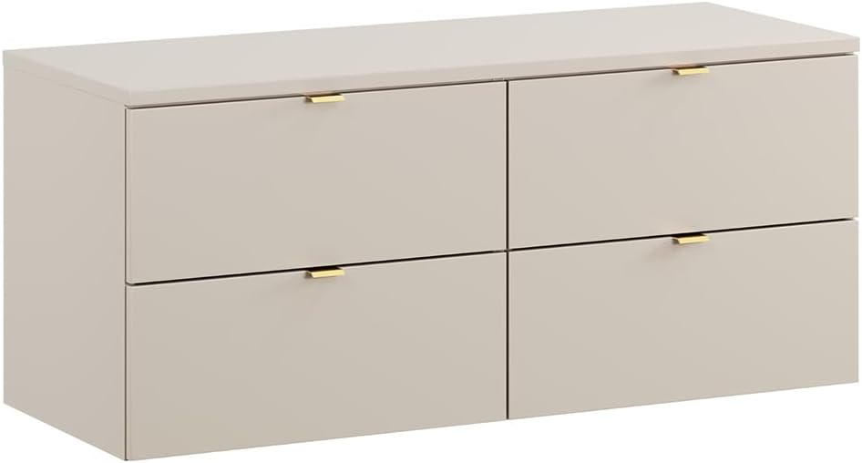 Lomadox Badezimmer Waschtischunterschrank 120 cm in Kaschmir matt, 4 Schubladen