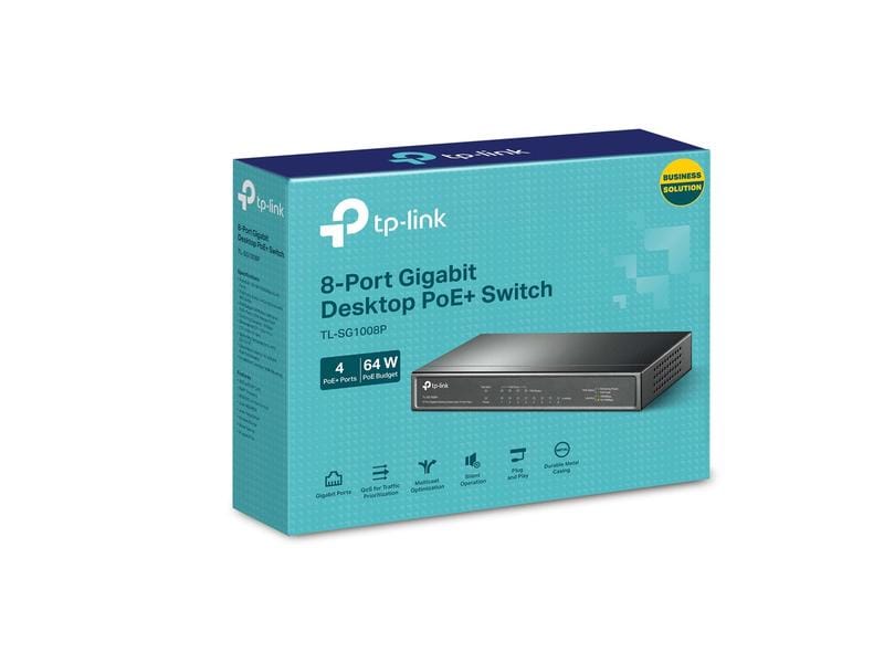 TP-Link PoE  Switch TL-SG1008P 8 Port 8-Port Gigabit Desktop Switch mit 4-Port PoE
