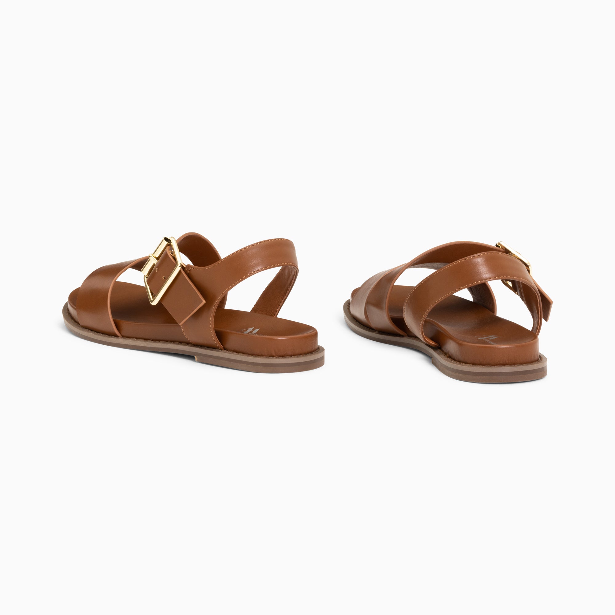 Sandales plates-Sandales plates Ameline camel à larges brides