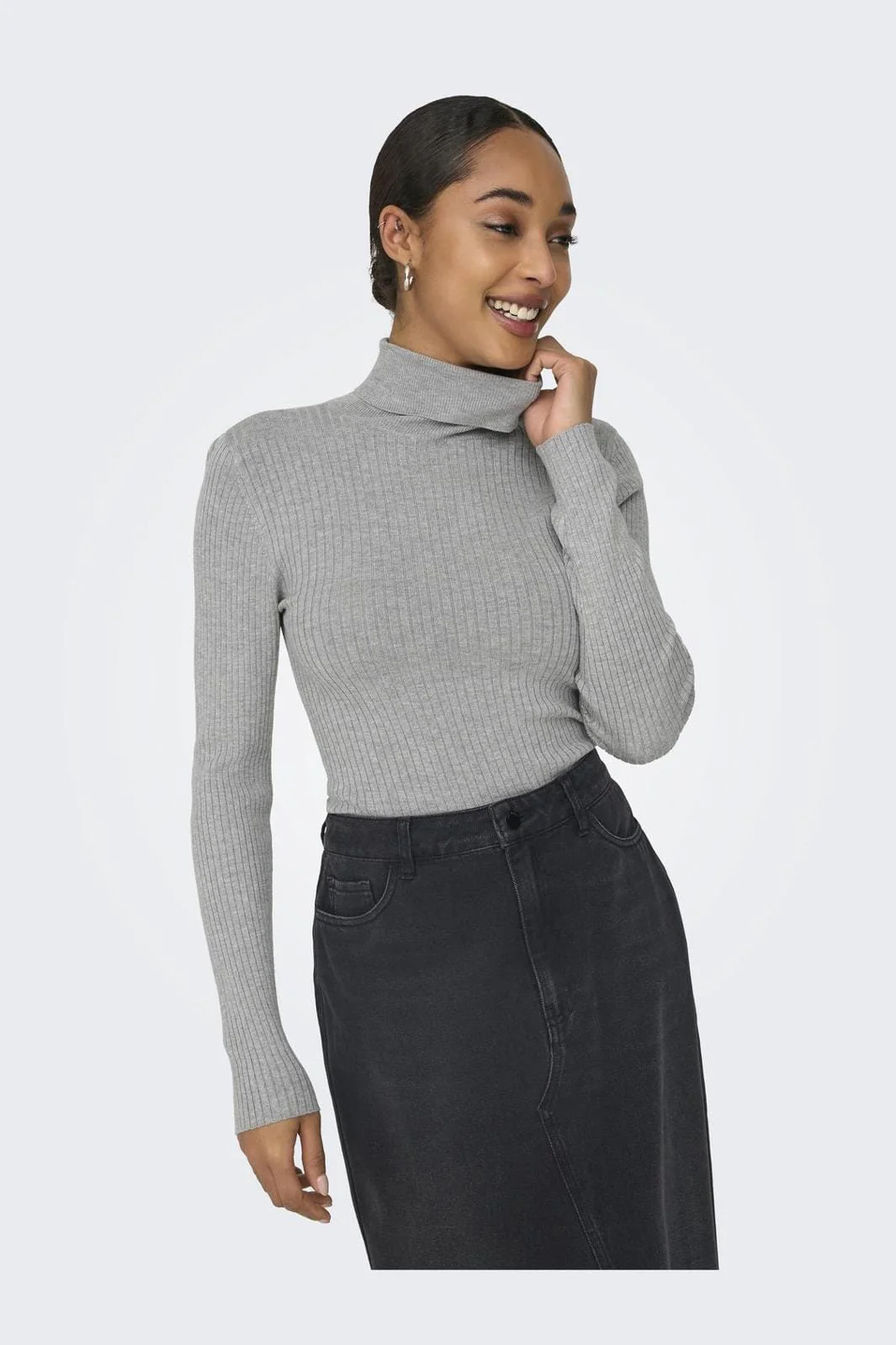 JDY JDYplum L/S Roll Neck Pullover Knt 4553399 light grey melange