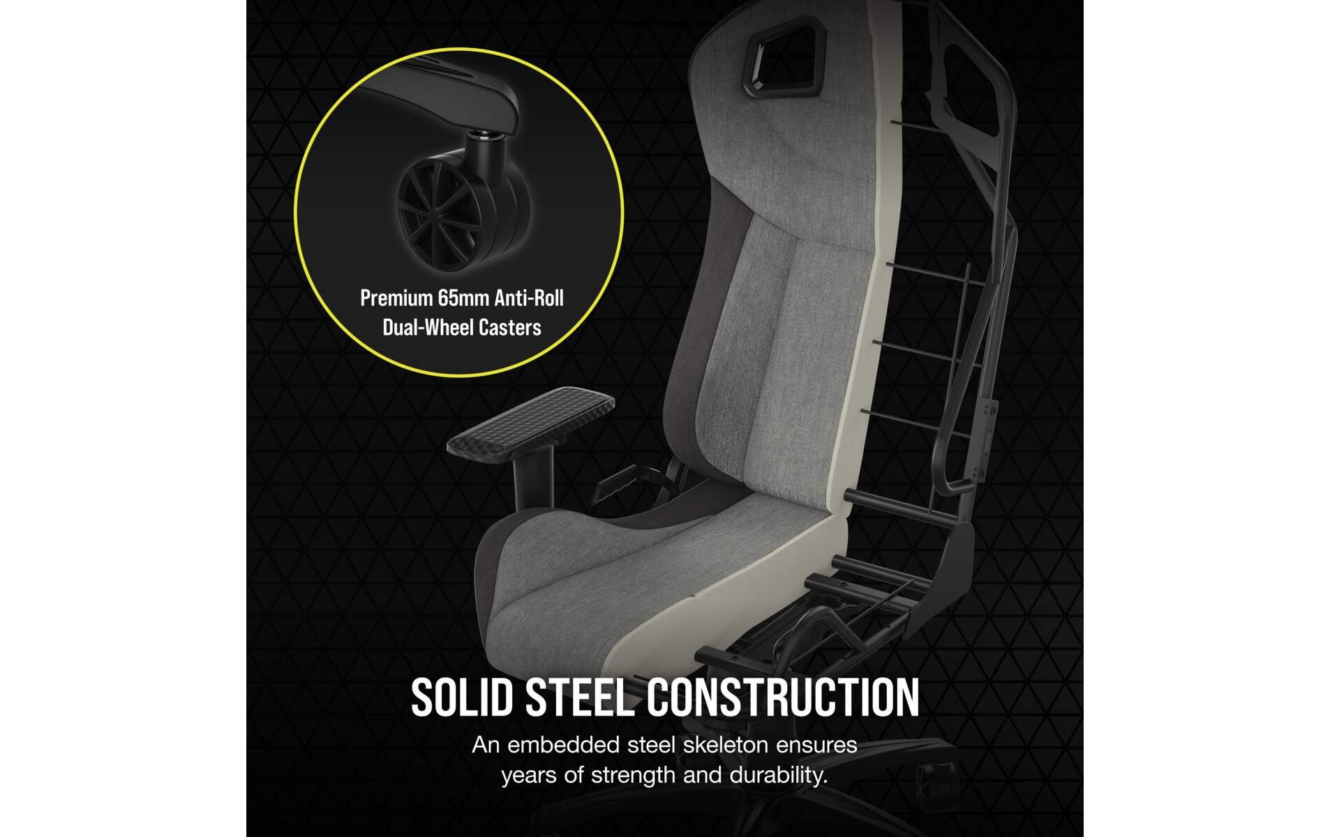 Gaming-Stuhl T3 Rush (2023) Grau<br>Ergonomischer Racing-Gaming-Stuhl mit einer Belastbarkeit von bis zu 120 kg