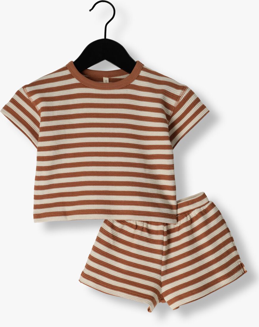 QUINCY MAE bruine quincy mae  waffle tee + short set clay stripe