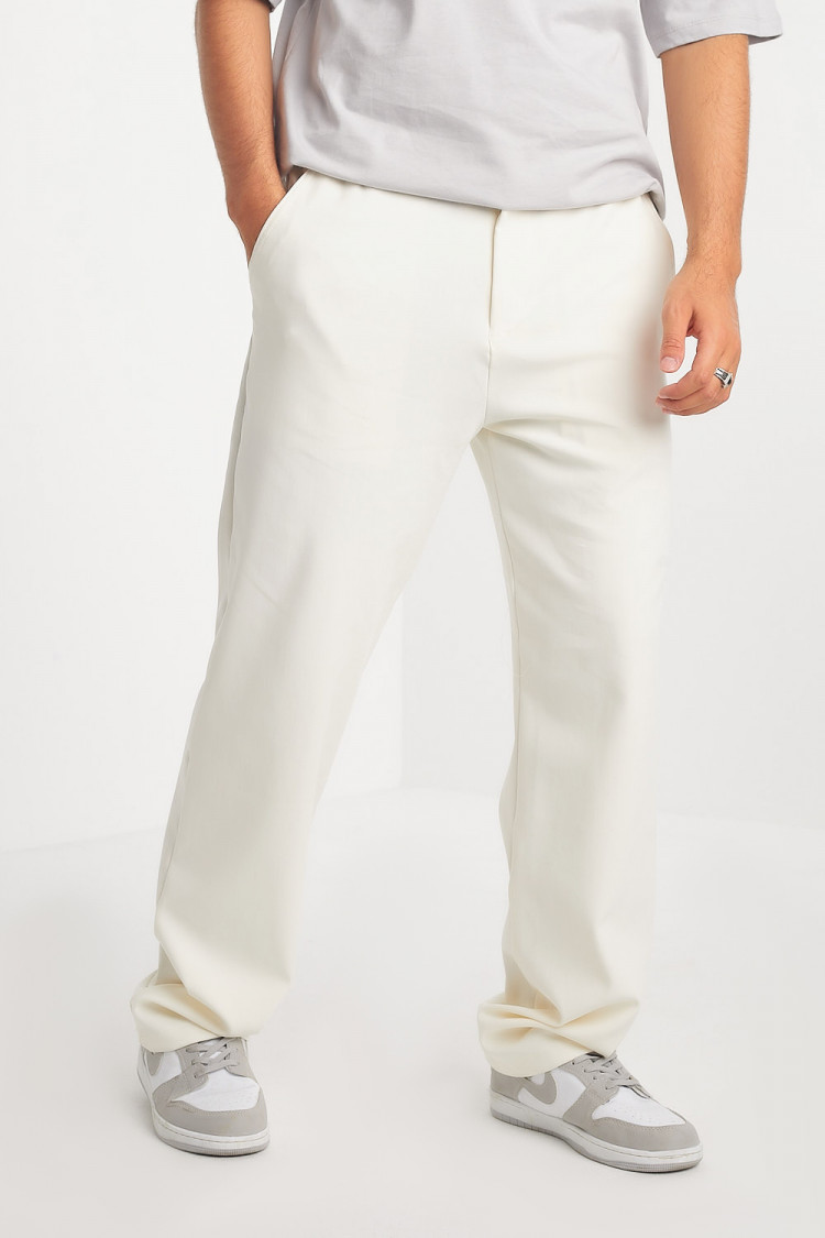 Pantalon écru coupe large