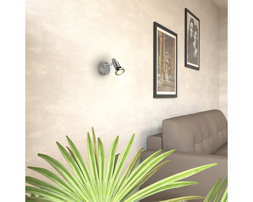 LED wandspot 5W 380 lm 3000 KH 11 cm nikkel/chroom