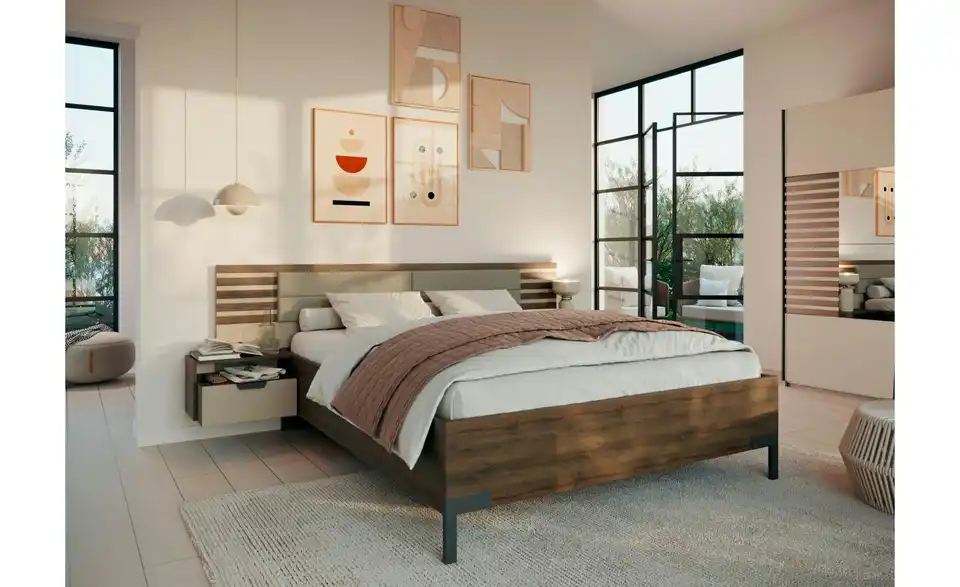 Bettanlage Barea Champagner, Creme, Cappuccino 262 cm 160x200 cm