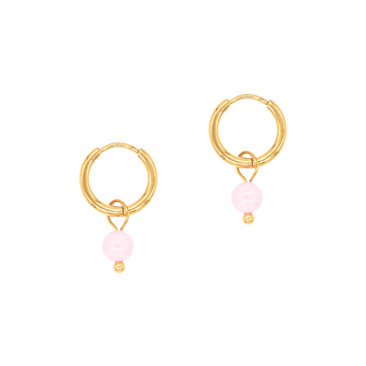 Boucles d'oreilles créoles Serena en pierres Quartz Rose