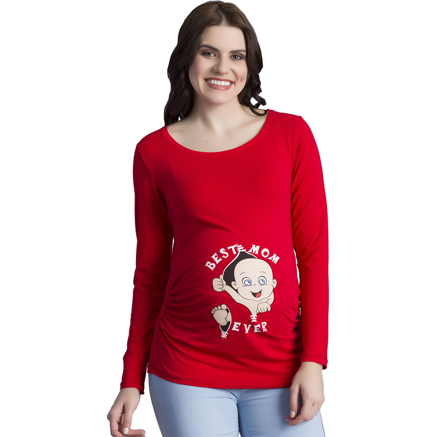M.M.C. Umstandslangarmshirt Best Mom Ever mit Motiv Rot