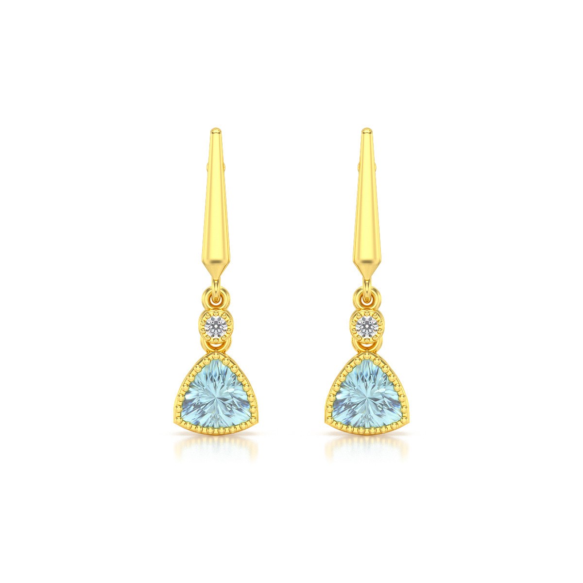 Boucles d'oreilles ADEN Or Jaune Aigue-Marine et Diamant 2.398grs