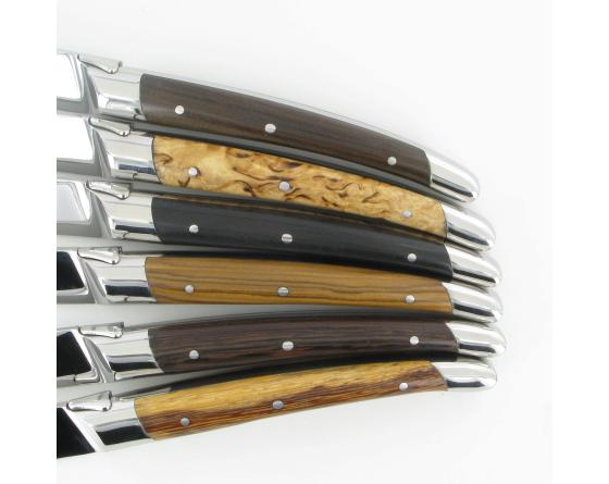 Laguiole moderne 6 Bois Différents - coffret de 6 pièces Couteaux Table par Goyon Chazeau