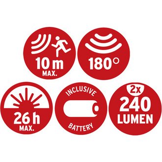 Projecteur LUFOS LED à pile, 2x 240 lumen, IP44