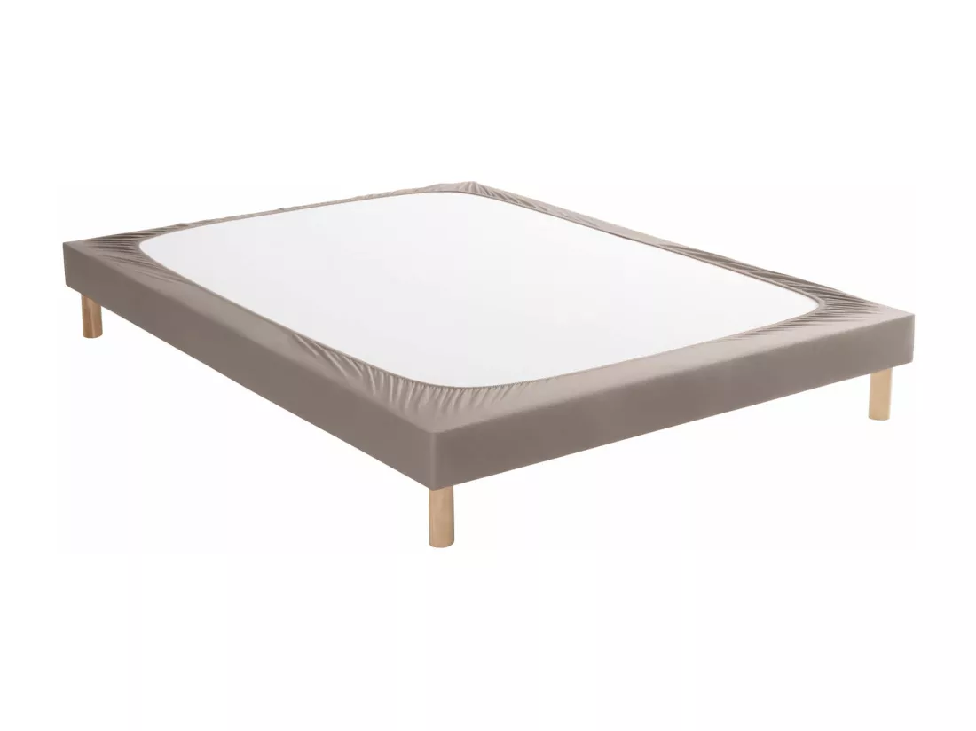 Cache-sommier coton jersey taupe 160x190 à 180x200