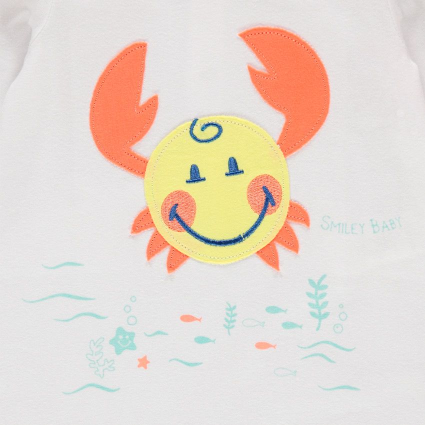 Dors-bien en coton bio motif crabe - Blanc