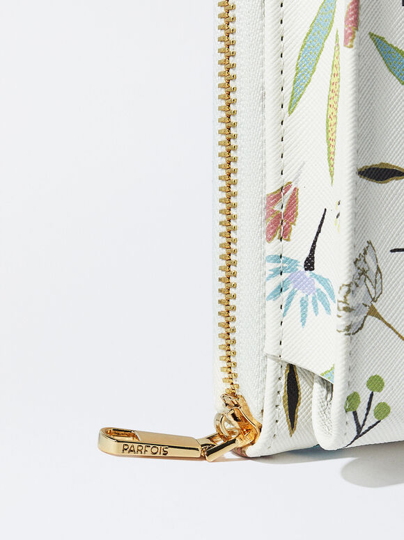Bolsa para celular com estampa floral - Off-White