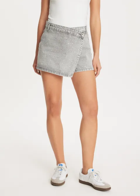 Denim skort met glitter grijs (GRS.UM)