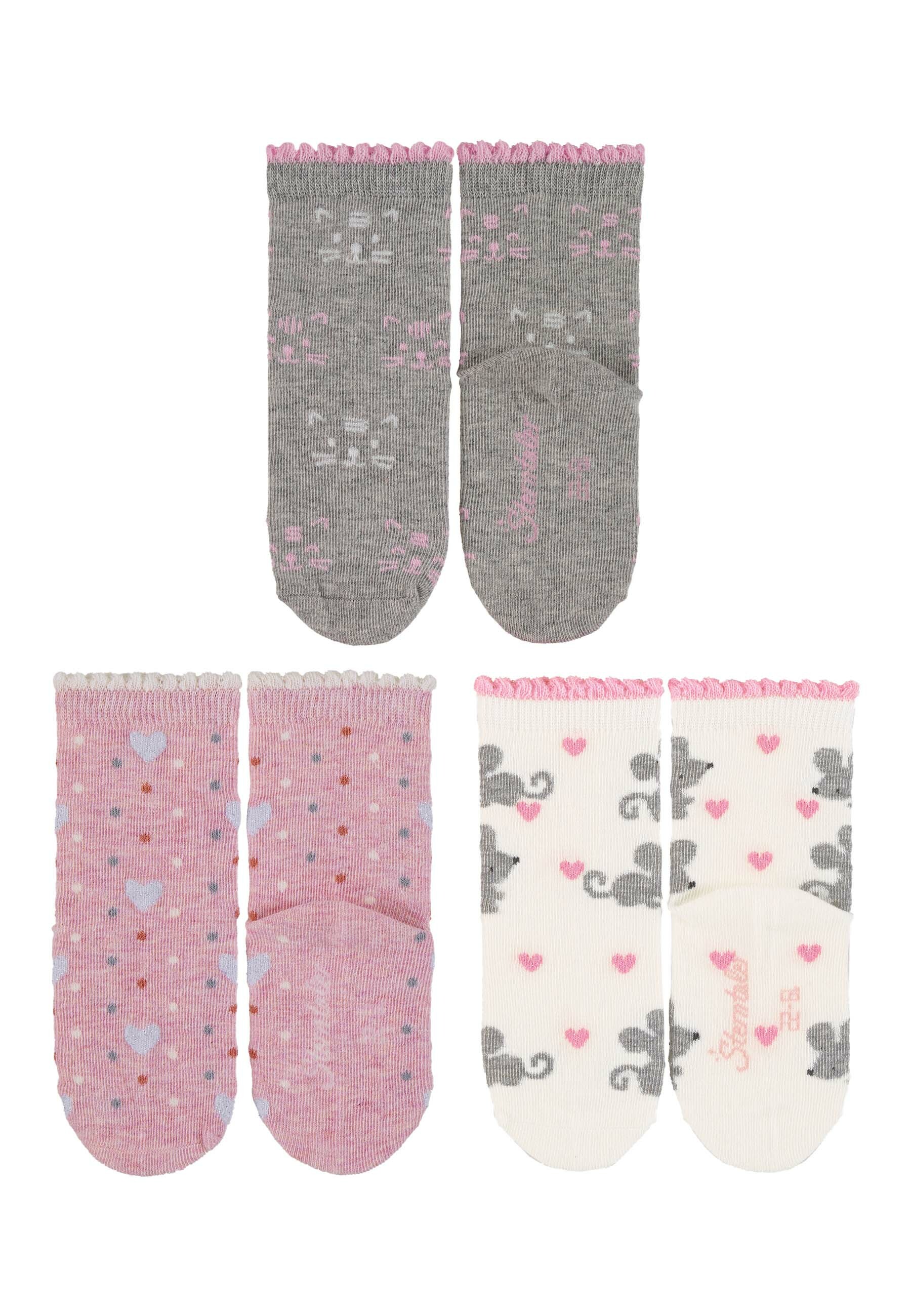 Socken KATZE 3er Pack in hellgrau