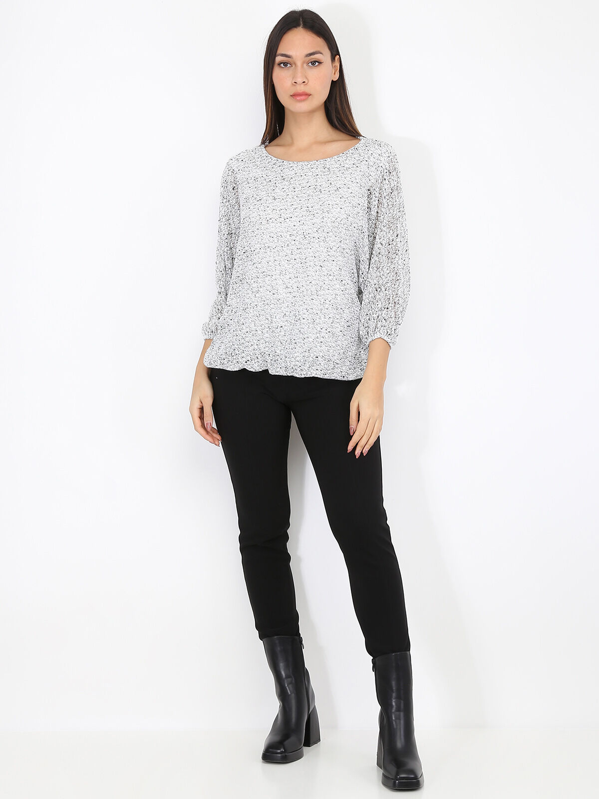 Pull léger en maille jersey- Gris clair