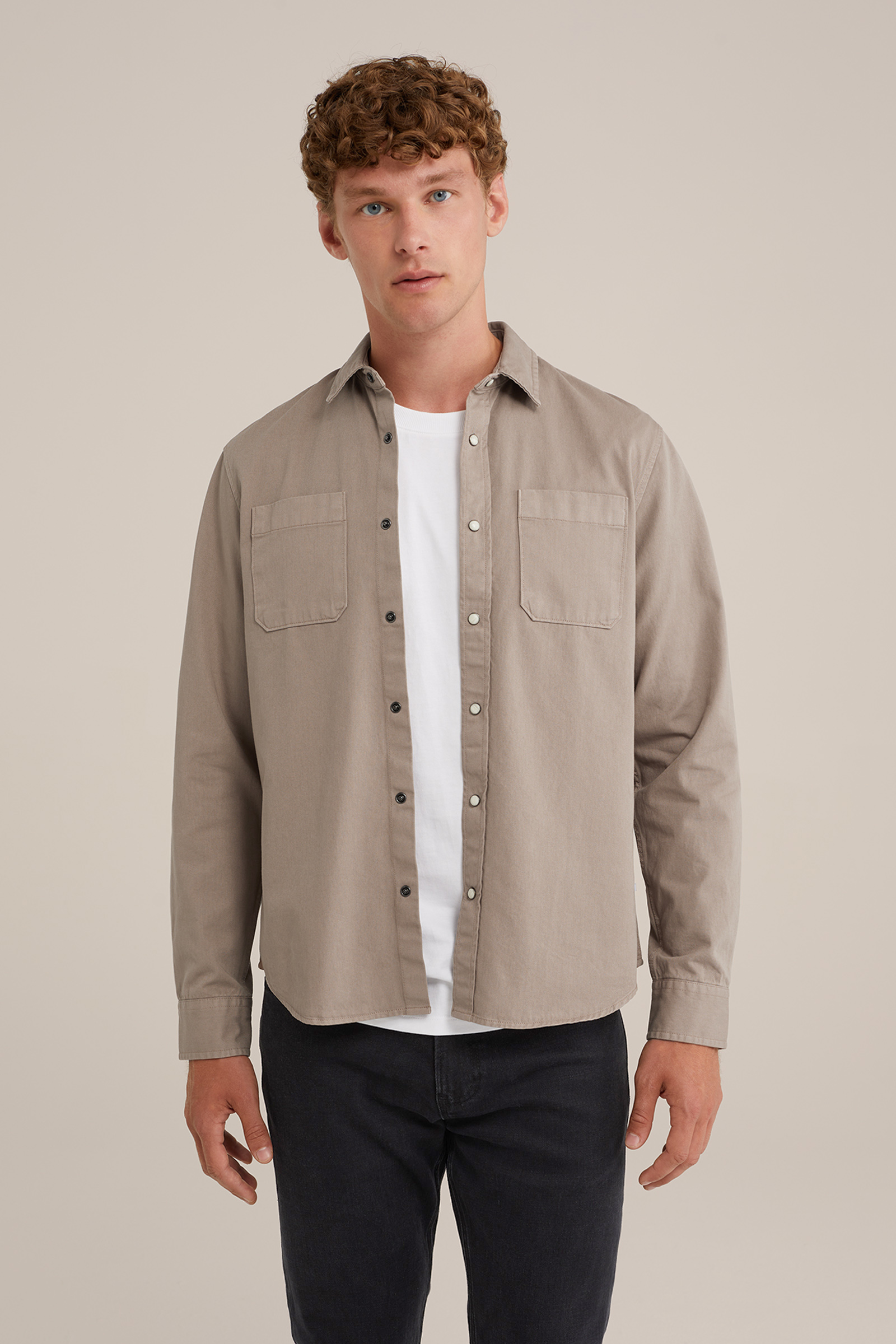 katoenen denim overhemd Blue Ridge Beige