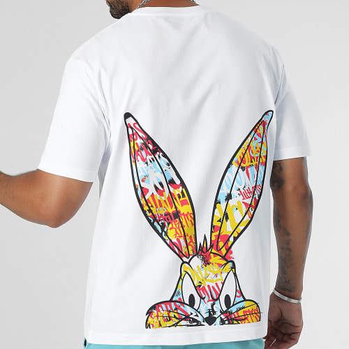 Tee Shirt Oversize Large Half Bugs Bunny Graffiti Blanc