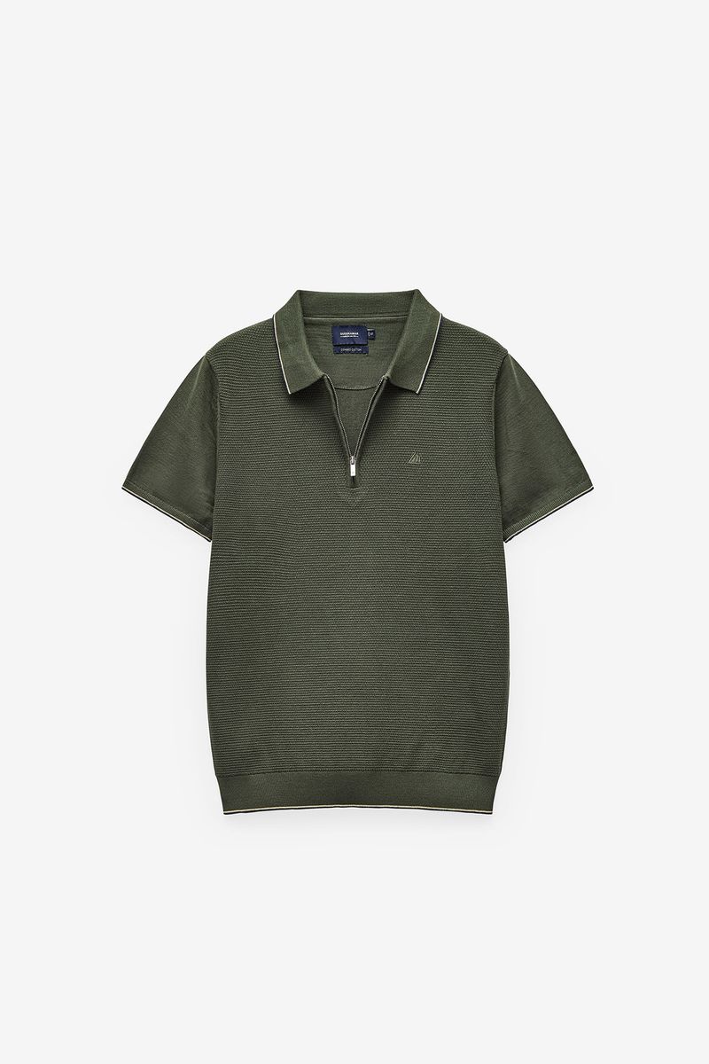 CAMISOLA DE MALHA MANGA CURTA COM GOLA DE POLO