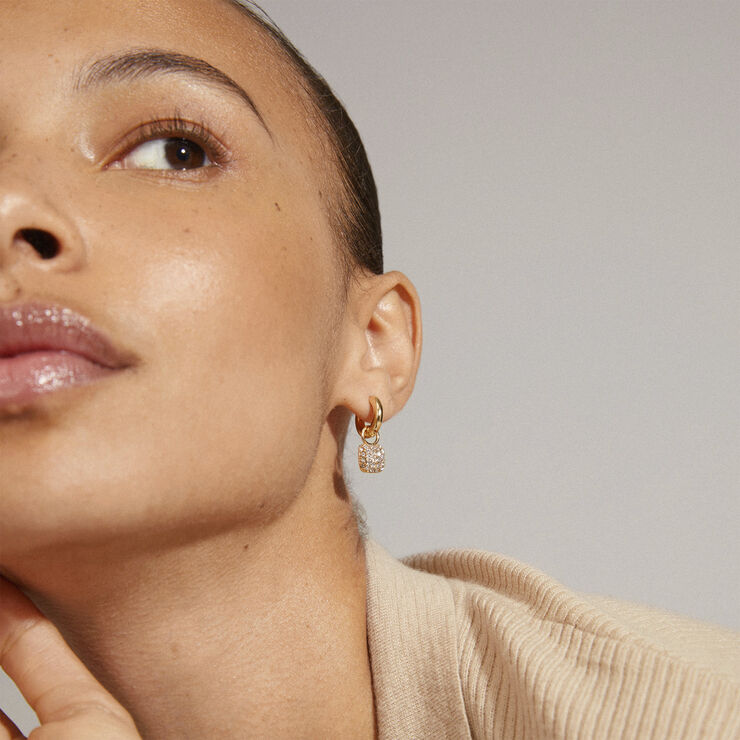 Pilgrim CINDY recycled crystal hoop earrings gold-plated Guld