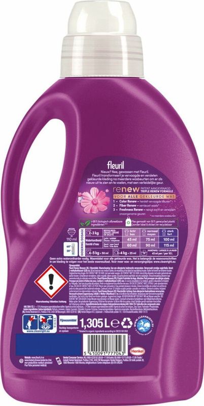 Fleuril - Renew Bloesem - Vloeibaar Wasmiddel - 1,305 Liter - Natuurlijke Ingrediënten